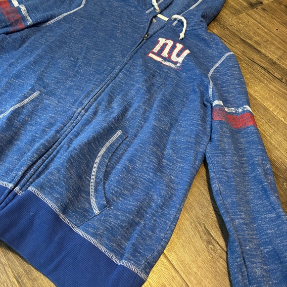 Majestic Blue NY Zip Up Hoodie with White Trim - Picture 3 of 6